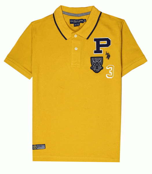 Us Polo Assn Mustard Yellow Multi Crest Polo Shirt